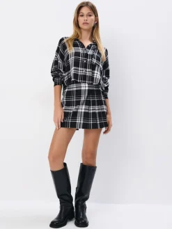 Blusen, Hemden>MOHITO Karierte Hemdbluse mit hohem Viskoseanteil Grau