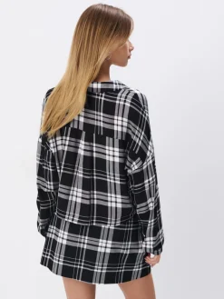 Blusen, Hemden></noscript>MOHITO Karierte Hemdbluse mit hohem Viskoseanteil Grau