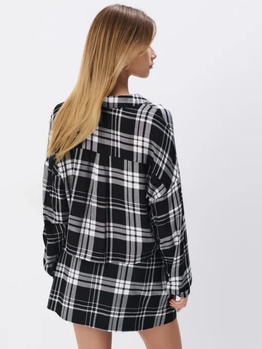 Blusen, Hemden>MOHITO Karierte Hemdbluse mit hohem Viskoseanteil Grau