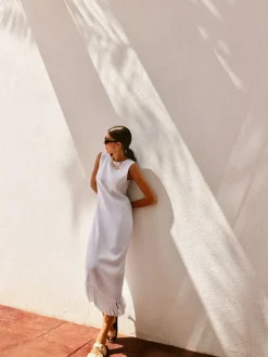 Kleider, Overalls|Entdecke Alles>MOHITO Kleid mit Fransen Weiu00df