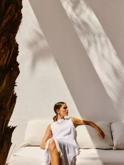 Kleider, Overalls|Entdecke Alles>MOHITO Kleid mit Fransen Weiu00df