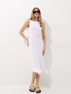 Kleider, Overalls|Entdecke Alles></noscript>MOHITO Kleid mit Fransen Weiu00df