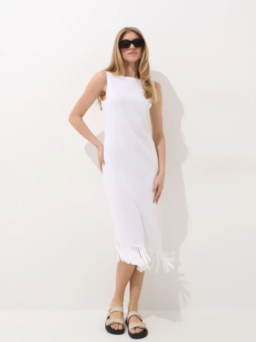 Kleider, Overalls|Entdecke Alles>MOHITO Kleid mit Fransen Weiu00df