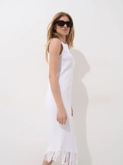Kleider, Overalls|Entdecke Alles></noscript>MOHITO Kleid mit Fransen Weiu00df