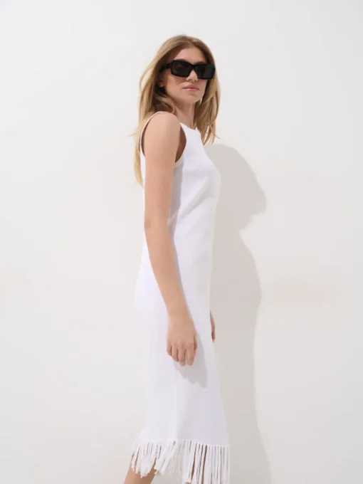 Kleider, Overalls|Entdecke Alles>MOHITO Kleid mit Fransen Weiu00df