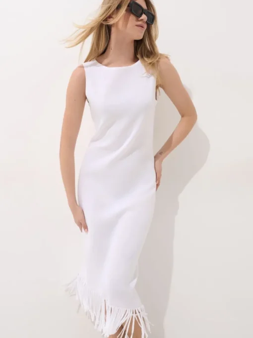 Kleider, Overalls|Entdecke Alles>MOHITO Kleid mit Fransen Weiu00df