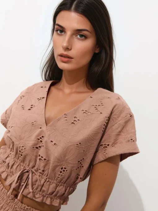 Blusen, Hemden>MOHITO Kurze Bluse Kaffeebraun