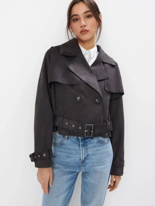 Jacken, Mäntel>MOHITO Kurzer Trenchcoat Grau
