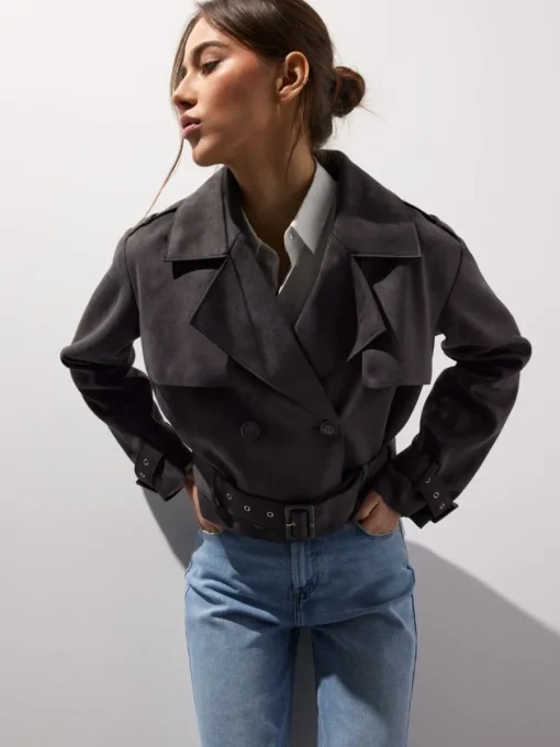 Jacken, Mäntel>MOHITO Kurzer Trenchcoat Grau