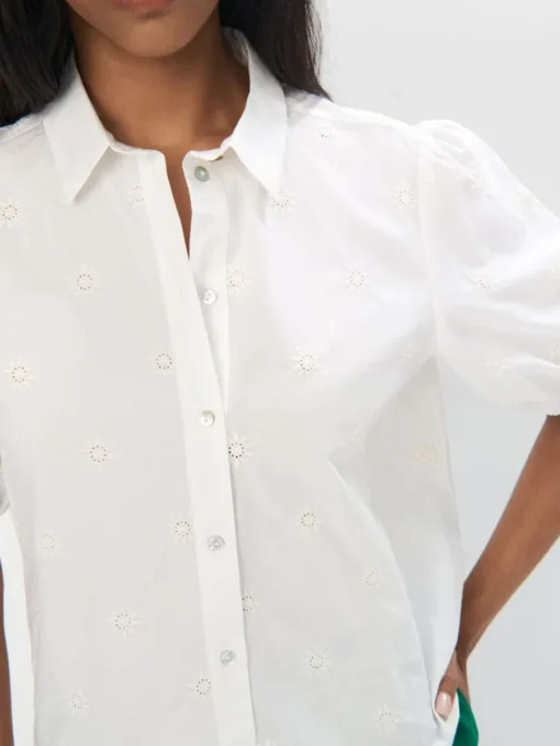 Blusen, Hemden>MOHITO Kurzärmlige Hemdbluse mit hohem Baumwollanteil Creme