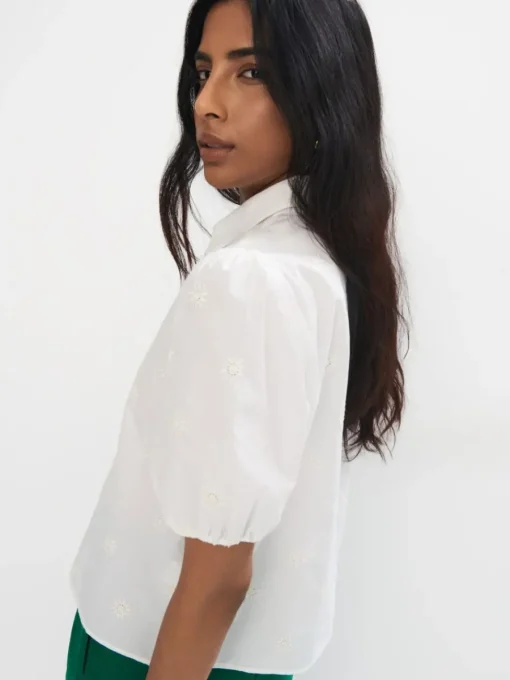 Blusen, Hemden>MOHITO Kurzärmlige Hemdbluse mit hohem Baumwollanteil Creme