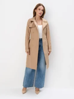 Jacken, Mäntel>MOHITO Langer zweireihiger Trenchcoat Beige