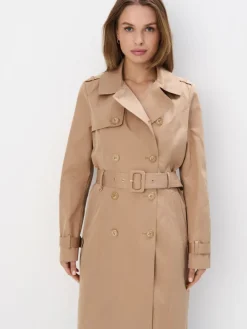 Jacken, Mäntel>MOHITO Langer zweireihiger Trenchcoat Beige