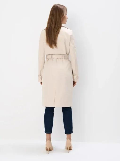 Jacken, Mäntel>MOHITO Langer zweireihiger Trenchcoat Creme
