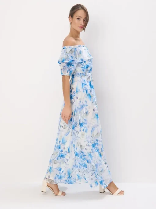Geblümte Kleider|Kleider, Overalls>MOHITO Maxikleid mit Blumenmuster Blau