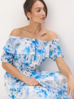 Geblümte Kleider|Kleider, Overalls>MOHITO Maxikleid mit Blumenmuster Blau