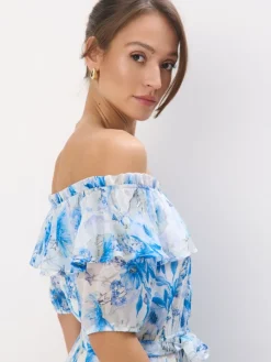 Geblümte Kleider|Kleider, Overalls></noscript>MOHITO Maxikleid mit Blumenmuster Blau
