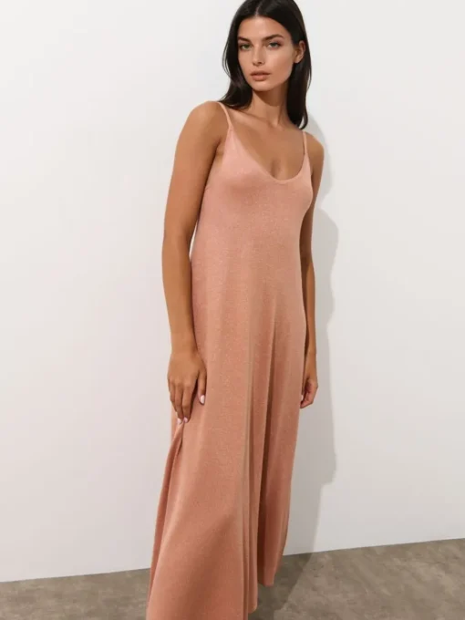 Coming Soon!>MOHITO Maxikleid mit Metallgarn Pink