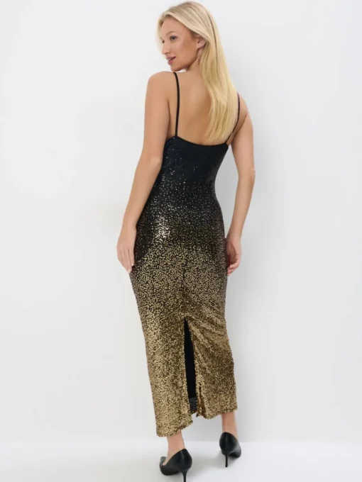 Midi, Maxikleider|Kleider, Overalls>MOHITO Maxikleid mit Pailletten Schwarz