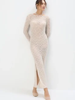 Midi, Maxikleider|Kleider, Overalls>MOHITO Maxi-Strickkleid Nude