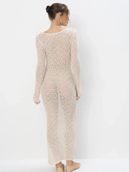 Midi, Maxikleider|Kleider, Overalls>MOHITO Maxi-Strickkleid Nude