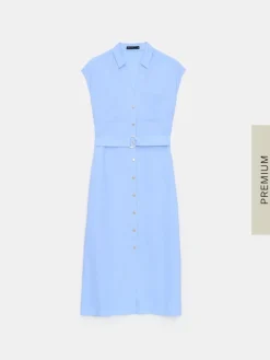 Leinen>MOHITO Midi-Hemdkleid Hellblau