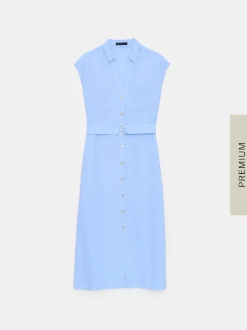 Leinen>MOHITO Midi-Hemdkleid Hellblau