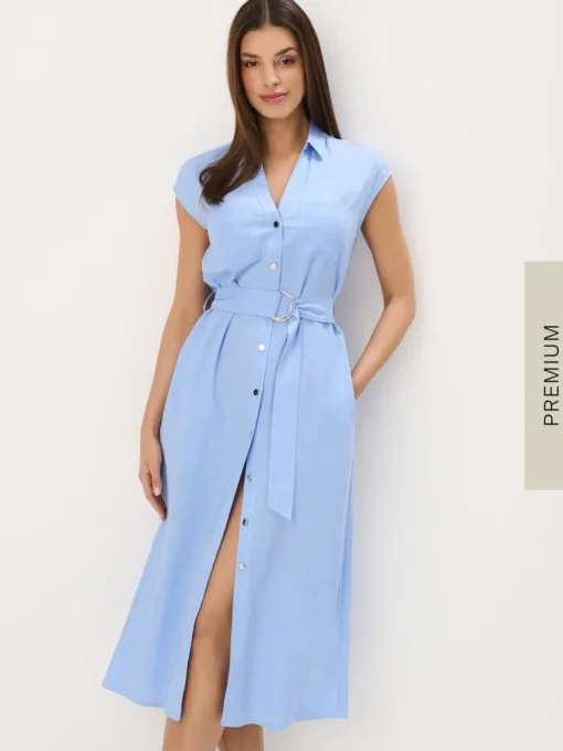 Leinen>MOHITO Midi-Hemdkleid Hellblau