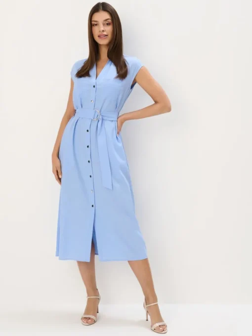Leinen>MOHITO Midi-Hemdkleid Hellblau