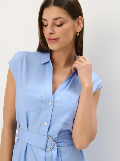Leinen>MOHITO Midi-Hemdkleid Hellblau