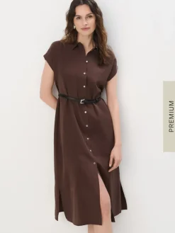 Midi, Maxikleider|Kleider, Overalls>MOHITO Midi-Hemdkleid Dunkelbraun