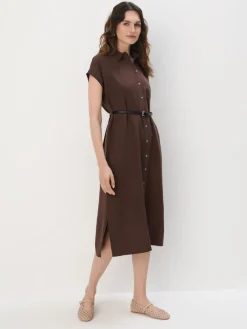 Midi, Maxikleider|Kleider, Overalls>MOHITO Midi-Hemdkleid Dunkelbraun