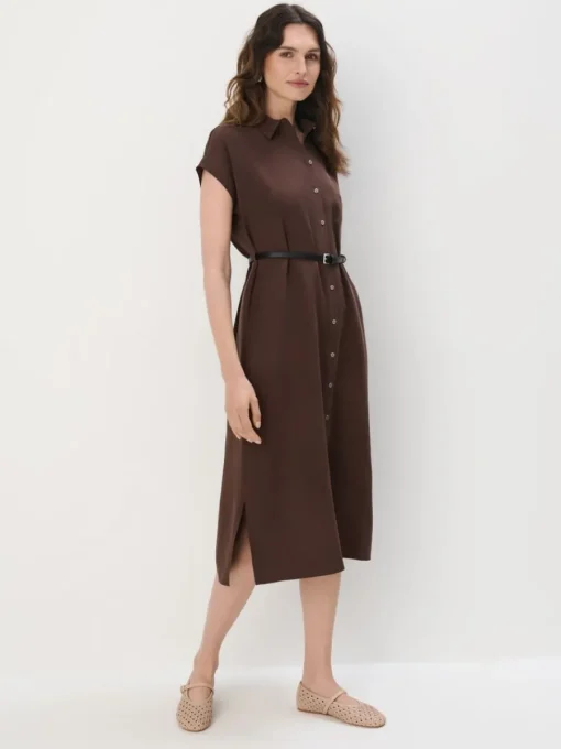 Midi, Maxikleider|Kleider, Overalls>MOHITO Midi-Hemdkleid Dunkelbraun