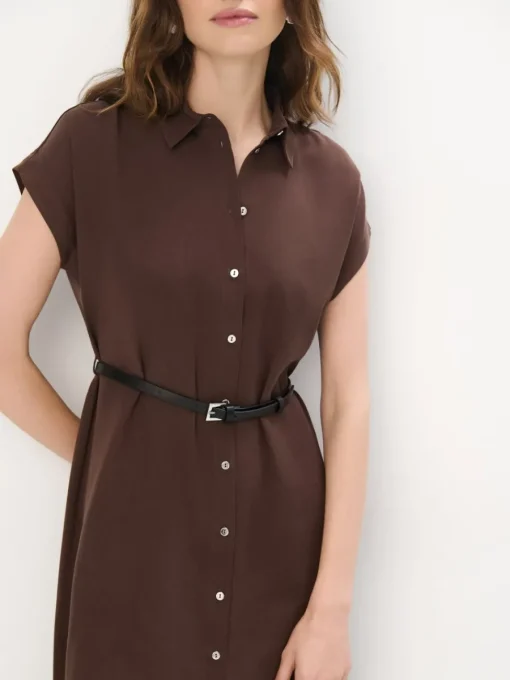 Midi, Maxikleider|Kleider, Overalls>MOHITO Midi-Hemdkleid Dunkelbraun