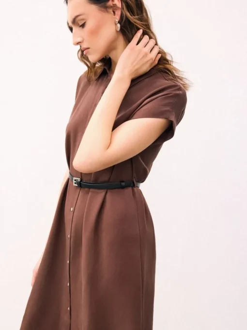 Midi, Maxikleider|Kleider, Overalls>MOHITO Midi-Hemdkleid Dunkelbraun