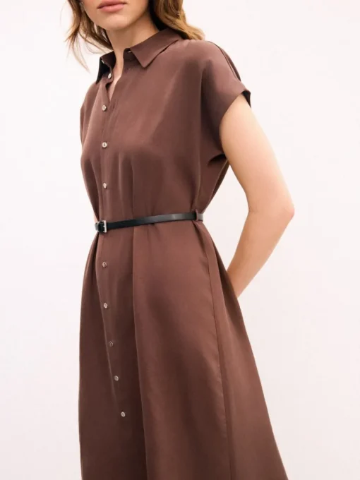 Midi, Maxikleider|Kleider, Overalls>MOHITO Midi-Hemdkleid Dunkelbraun