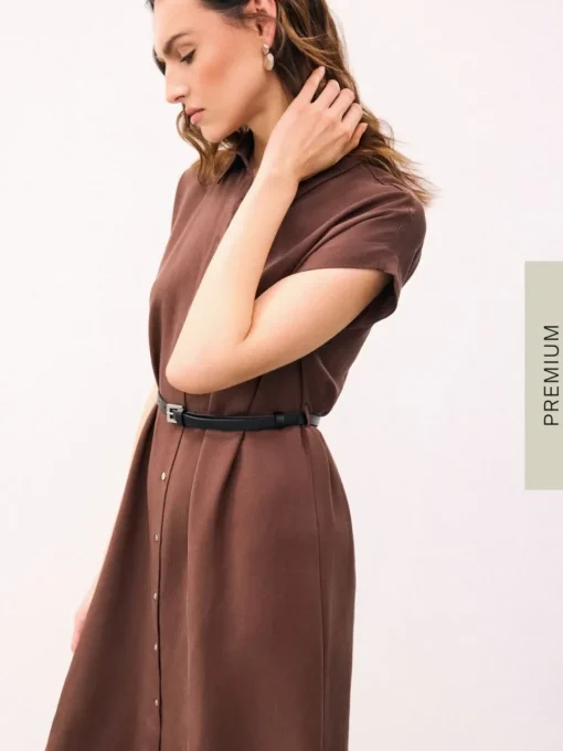 Midi, Maxikleider|Kleider, Overalls>MOHITO Midi-Hemdkleid Dunkelbraun