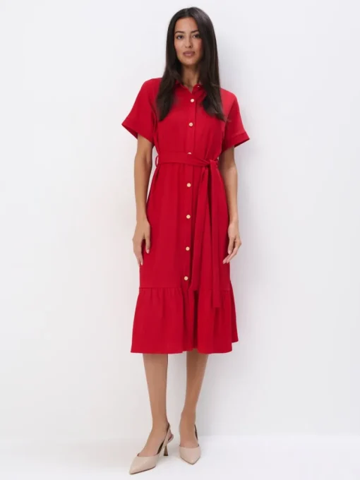 Midi, Maxikleider|Kleider, Overalls>MOHITO Midi-Hemdkleid Rot