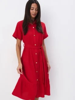 Midi, Maxikleider|Kleider, Overalls>MOHITO Midi-Hemdkleid Rot