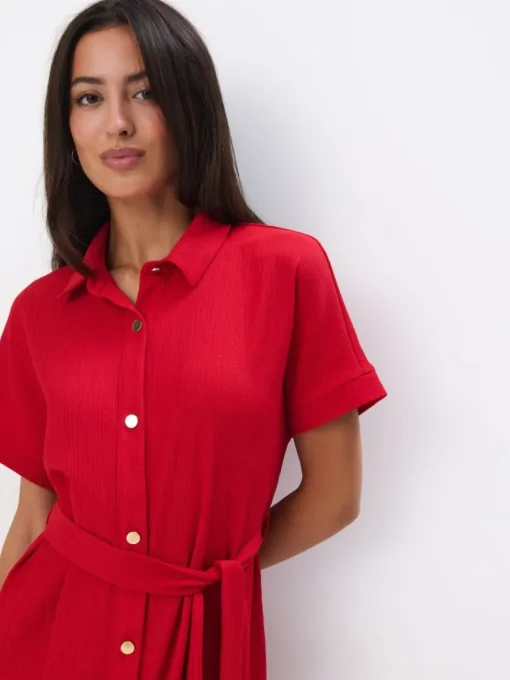 Midi, Maxikleider|Kleider, Overalls>MOHITO Midi-Hemdkleid Rot