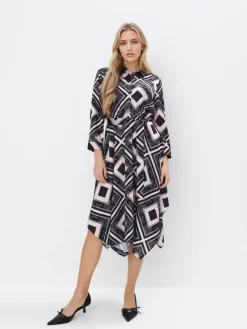 Midi, Maxikleider|Kleider, Overalls>MOHITO Midi-Hemdkleid Schwarz