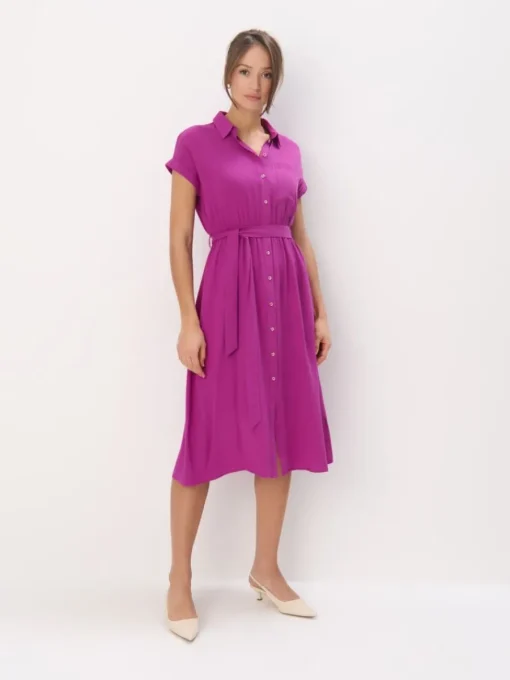 Bestsellers|Kleider, Overalls>MOHITO Midi-Hemdkleid aus Viskose Lila