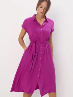 Bestsellers|Kleider, Overalls></noscript>MOHITO Midi-Hemdkleid aus Viskose Lila