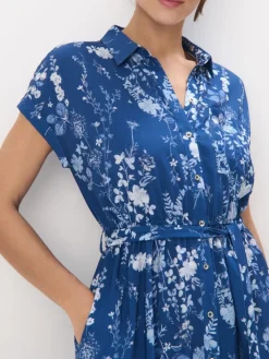 Frühlingskleider|Kleider, Overalls>MOHITO Midi-Hemdkleid aus Viskose Navy