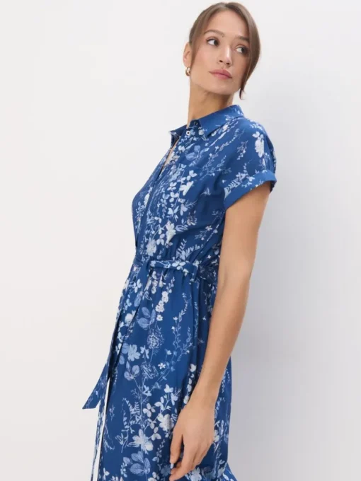 Frühlingskleider|Kleider, Overalls>MOHITO Midi-Hemdkleid aus Viskose Navy