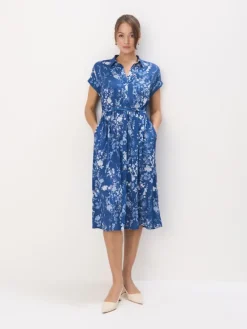 Kleider, Overalls|Entdecke Alles>MOHITO Midi-Hemdkleid aus Viskose Navy