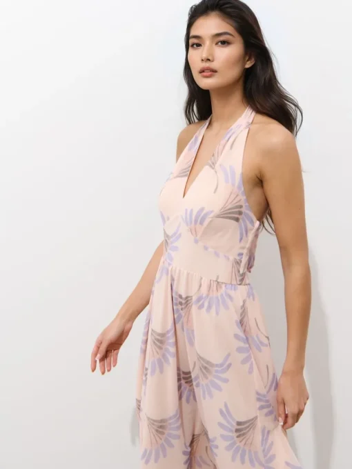 Geblümte Kleider|Kleider, Overalls>MOHITO Midikleid Nude