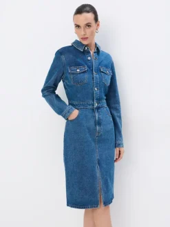 Midi, Maxikleider|Kleider, Overalls>MOHITO Midikleid aus Jeans Blau