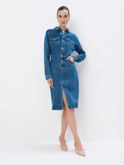 Midi, Maxikleider|Kleider, Overalls>MOHITO Midikleid aus Jeans Blau