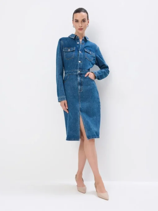 Midi, Maxikleider|Kleider, Overalls>MOHITO Midikleid aus Jeans Blau